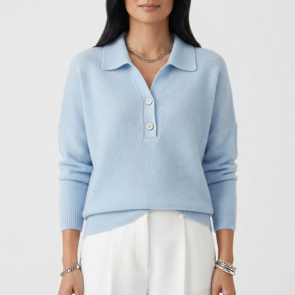 Women's Collared Button Pullover Knit Sweater
