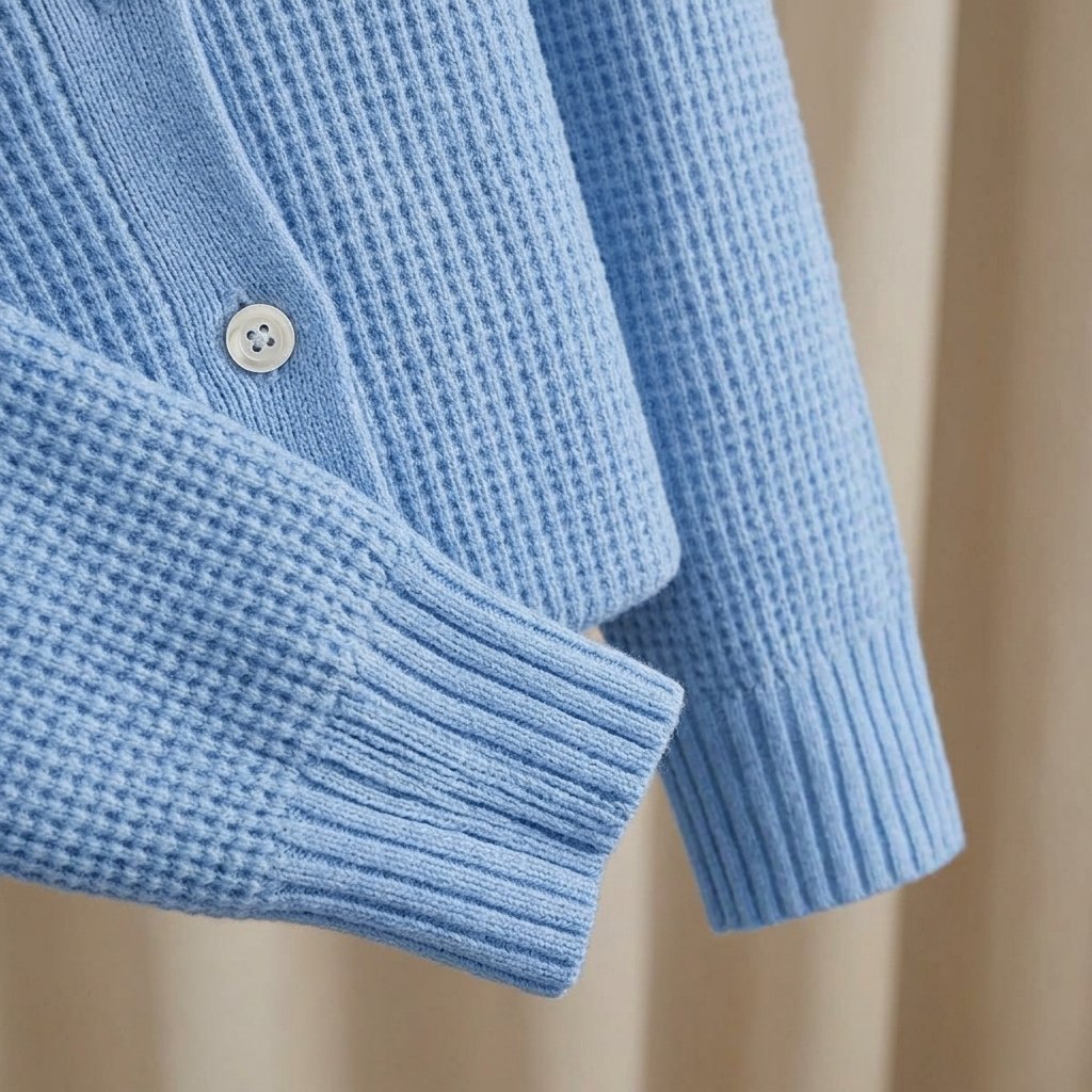 Button-Front Knit Cardigan with Collar, Long Sleeve