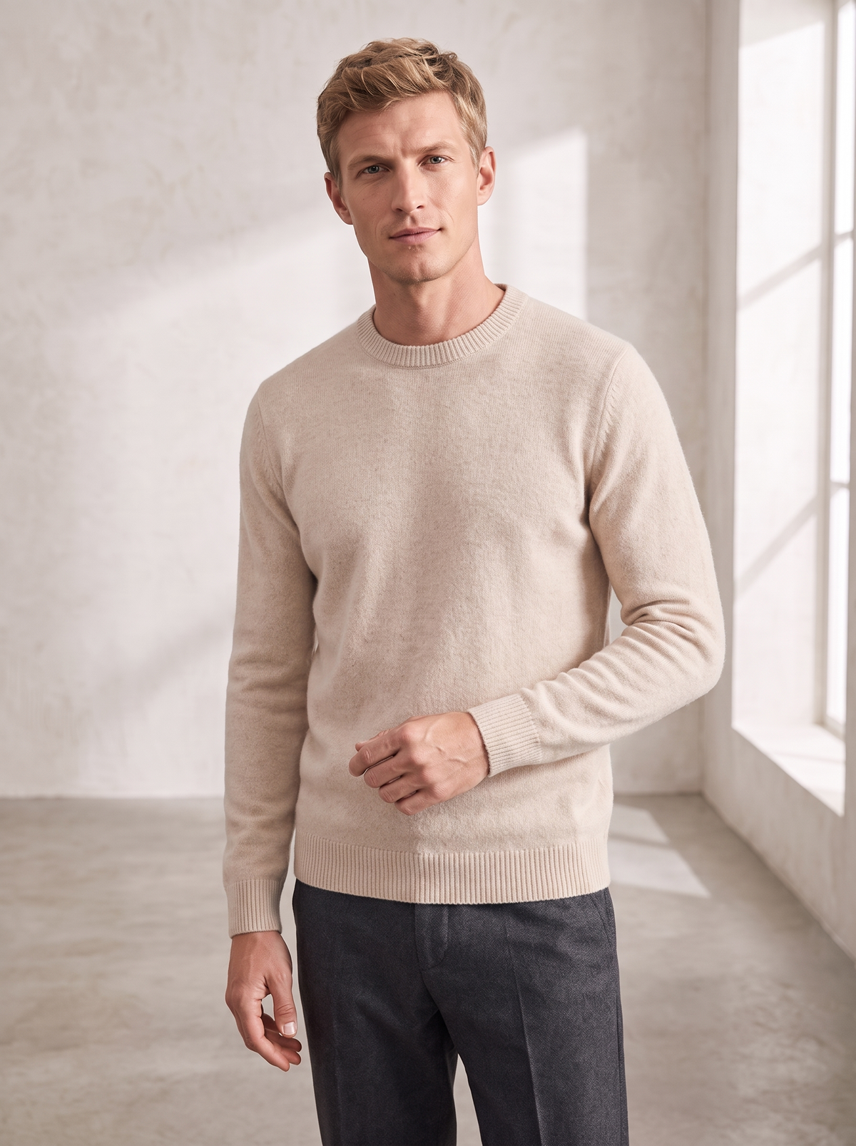 Men's Classic Crew Ribbed Neck Sweater