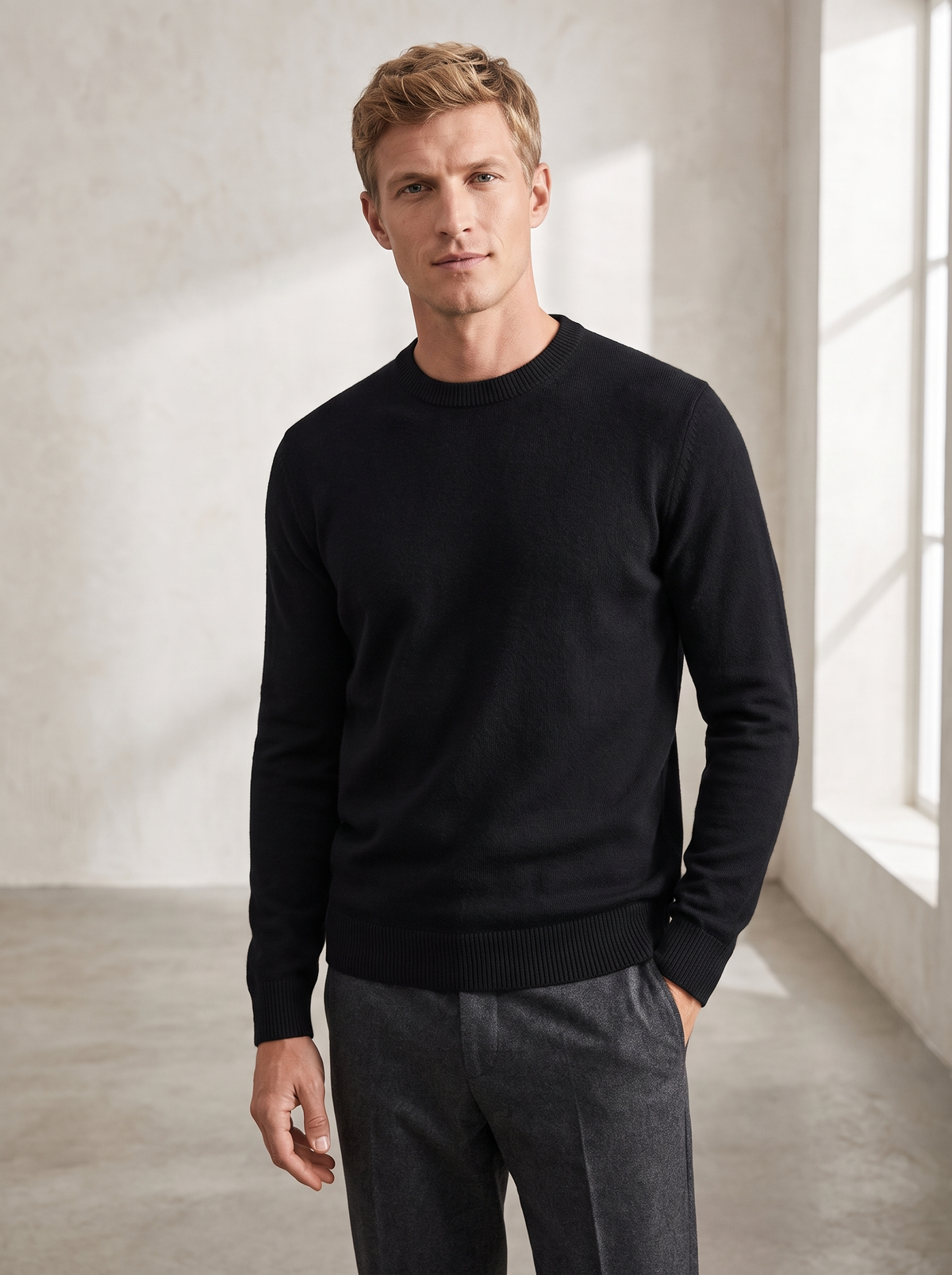 Men's Classic Crew Ribbed Neck Sweater