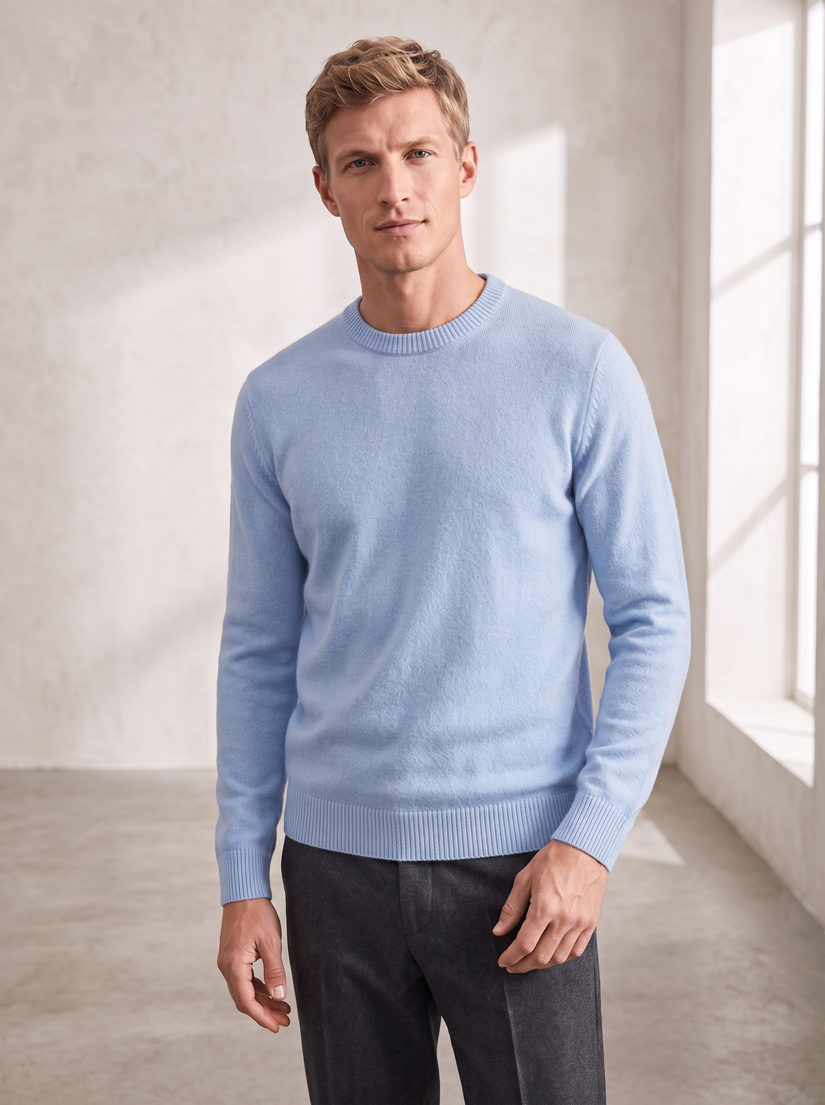 Men's Classic Crew Ribbed Neck Sweater