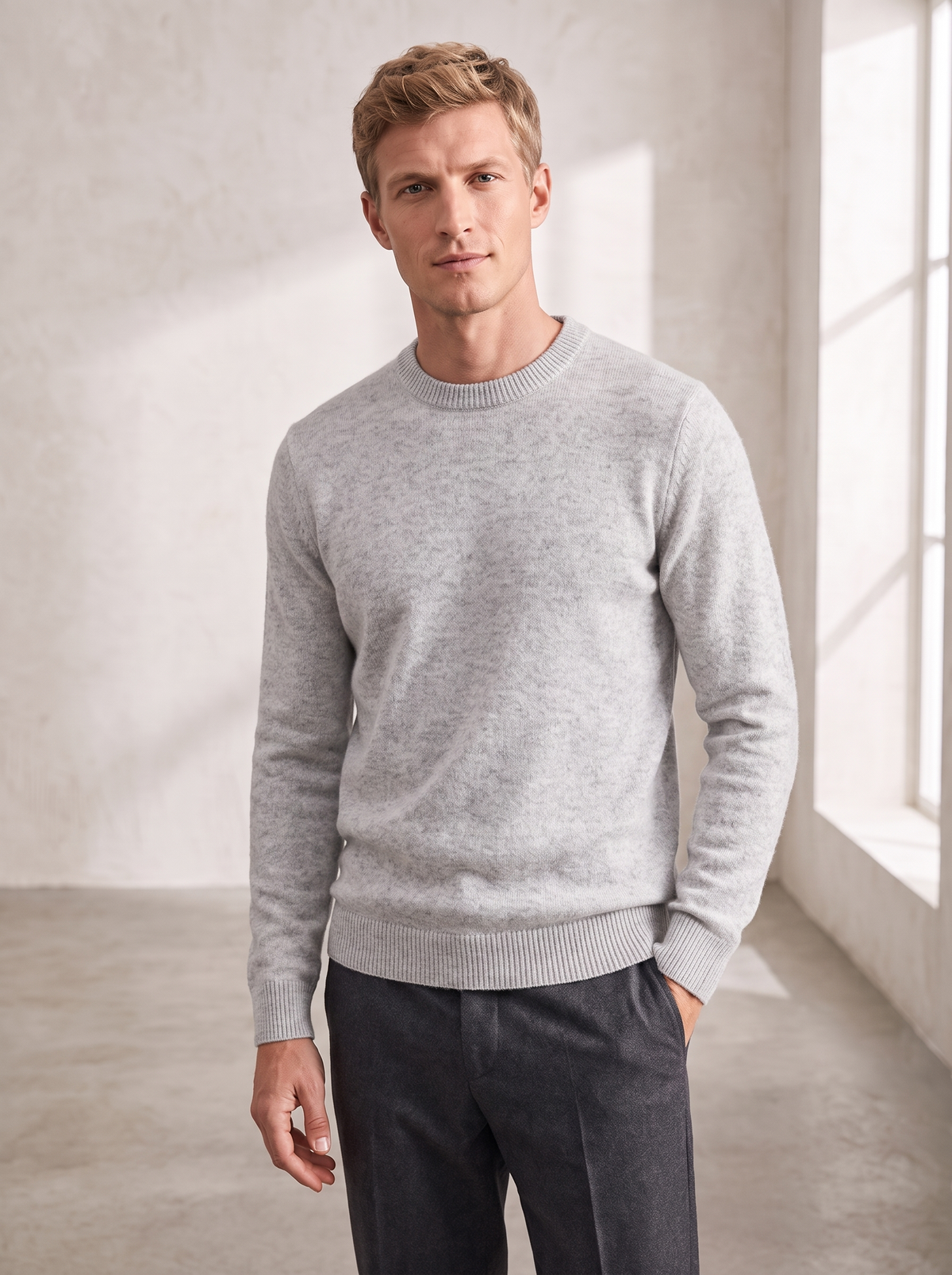Men's Classic Crew Ribbed Neck Sweater