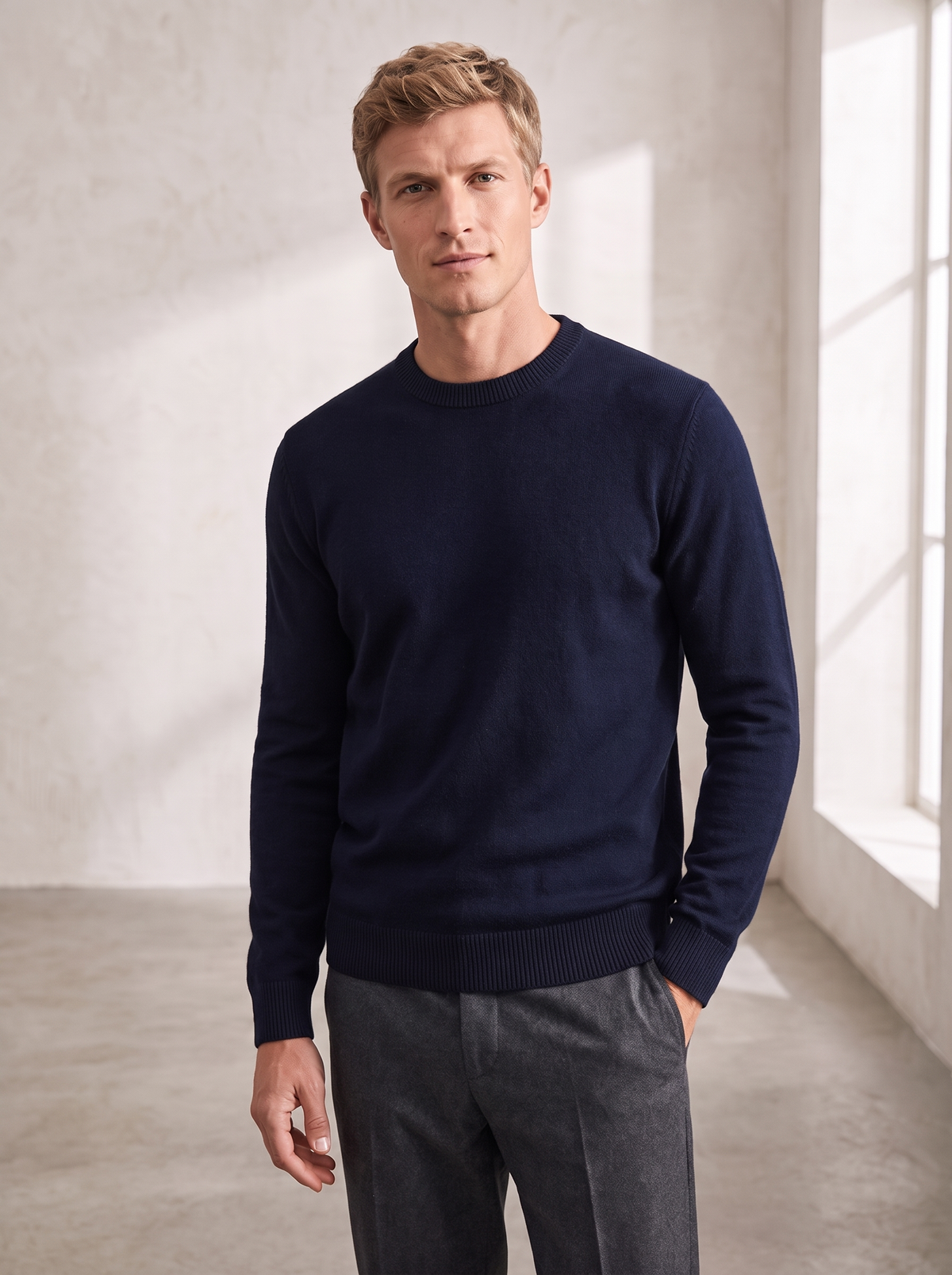 Men's Classic Crew Ribbed Neck Sweater