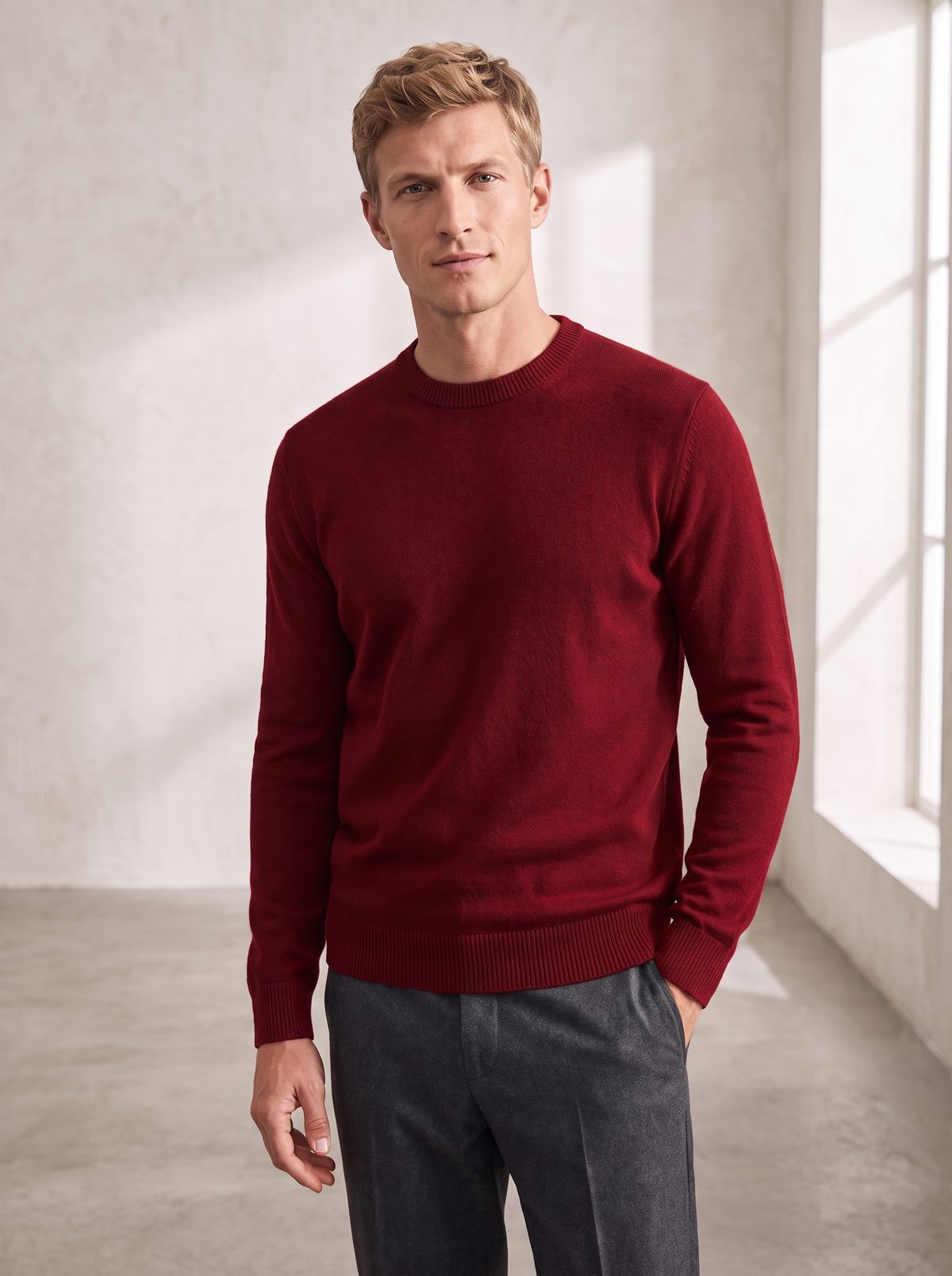 Men's Classic Crew Ribbed Neck Sweater