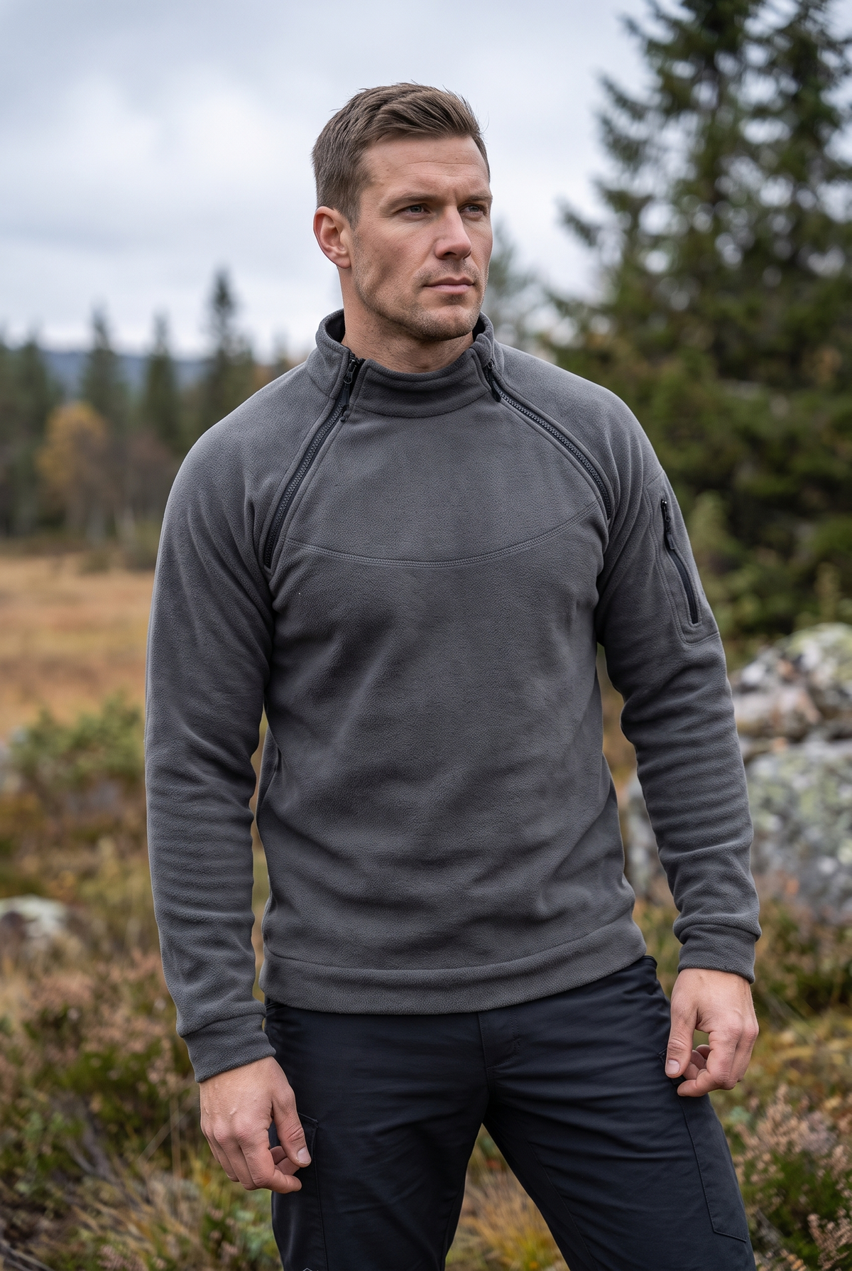 Men's Windproof Tactical Fleece Pullover