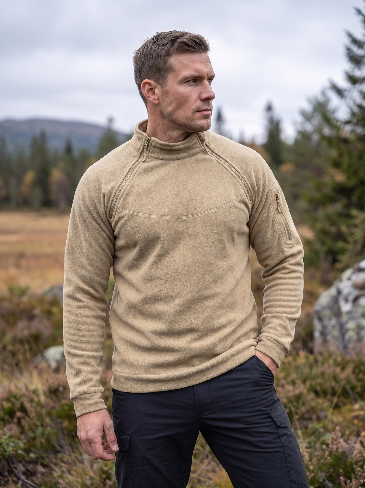 Men's Windproof Tactical Fleece Pullover