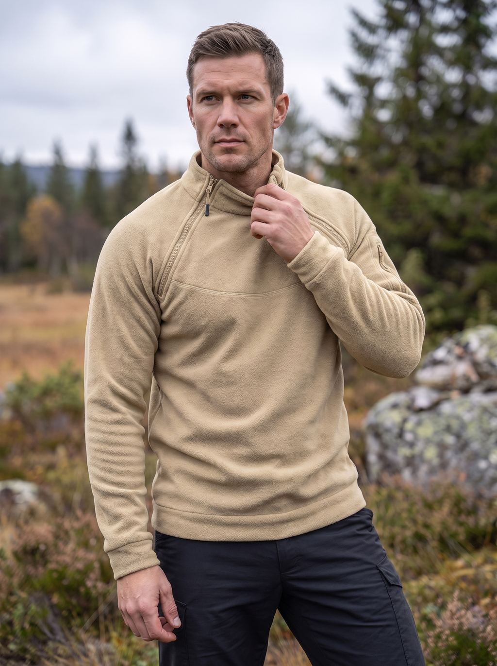 Men's Windproof Tactical Fleece Pullover