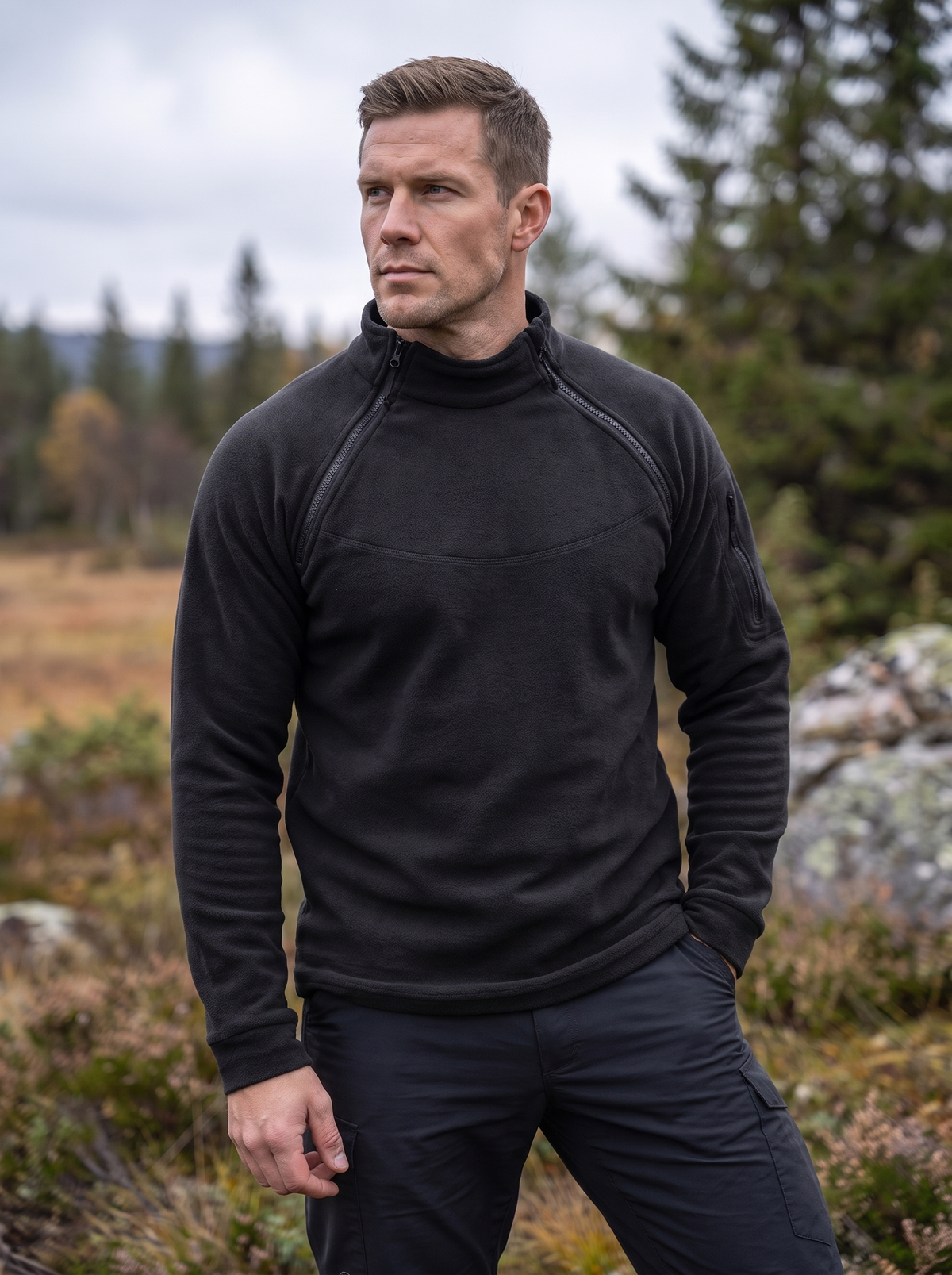 Men's Windproof Tactical Fleece Pullover