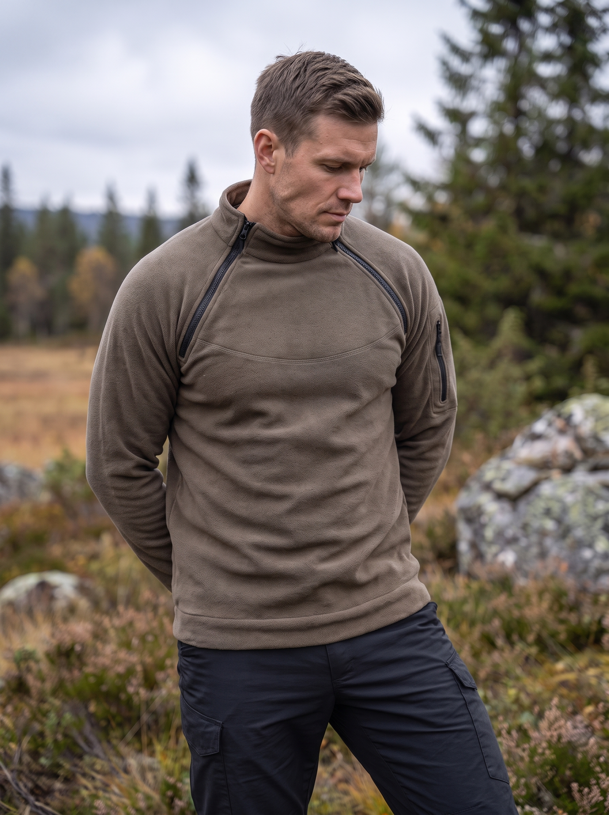 Men's Windproof Tactical Fleece Pullover