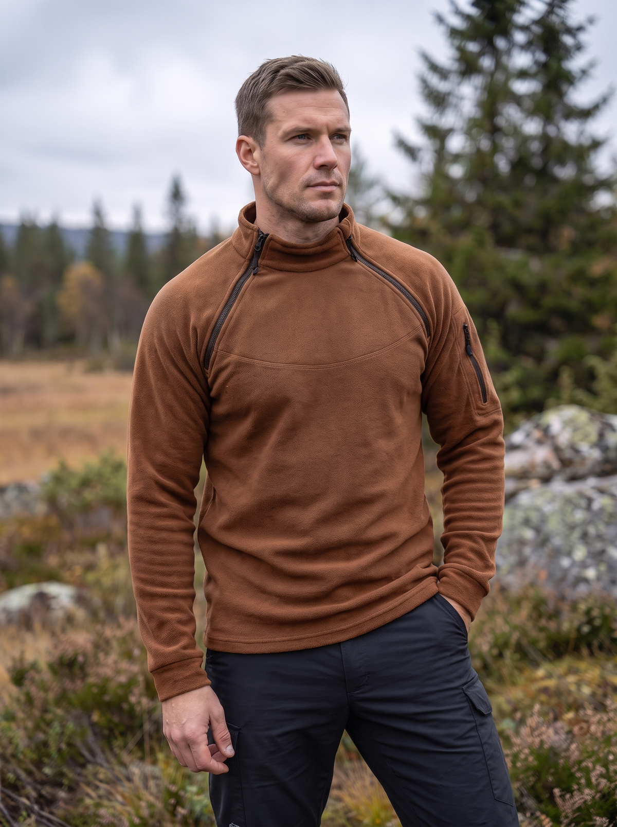Men's Windproof Tactical Fleece Pullover