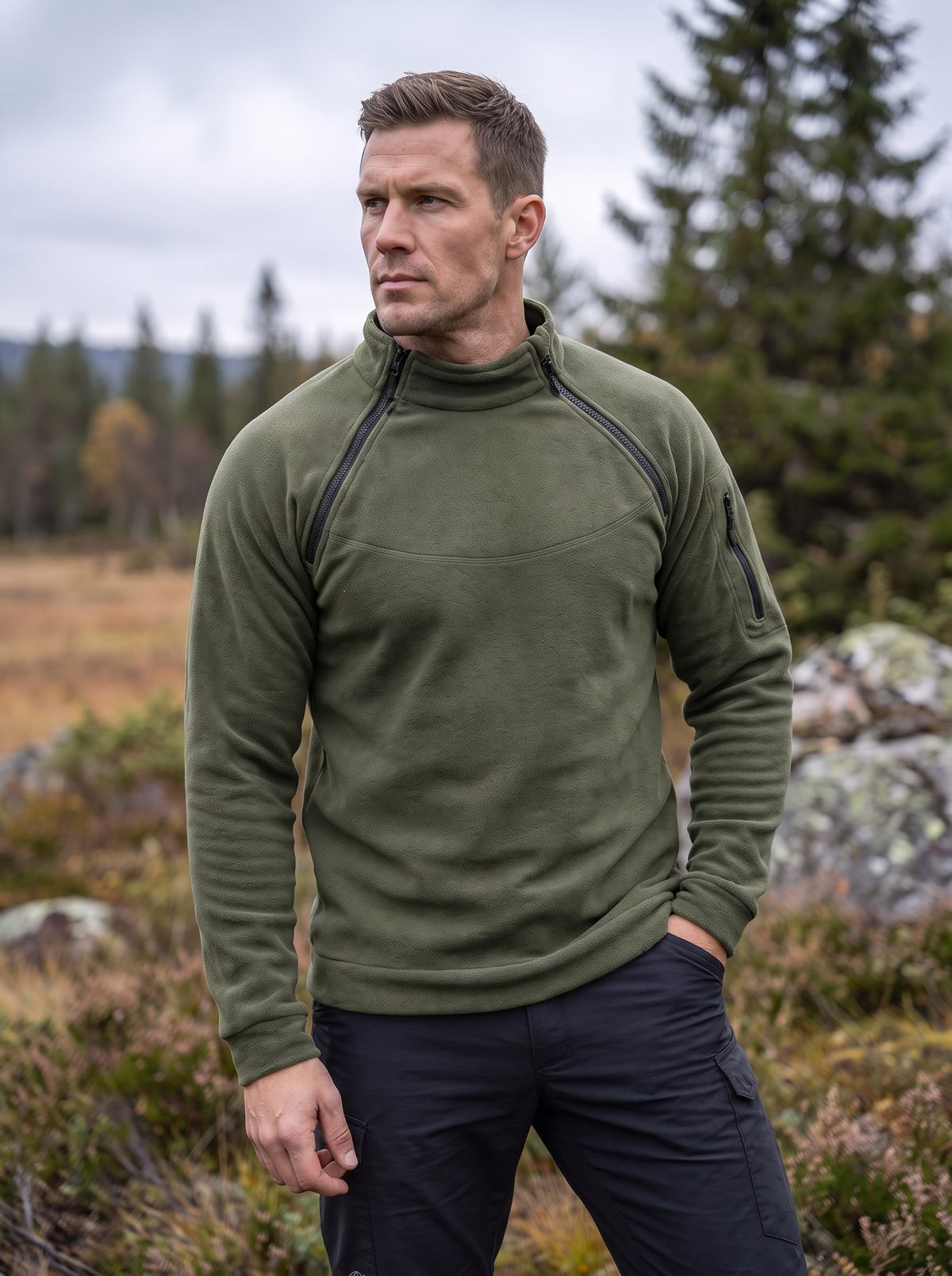 Men's Windproof Tactical Fleece Pullover